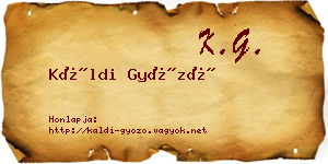 Káldi Győző névjegykártya